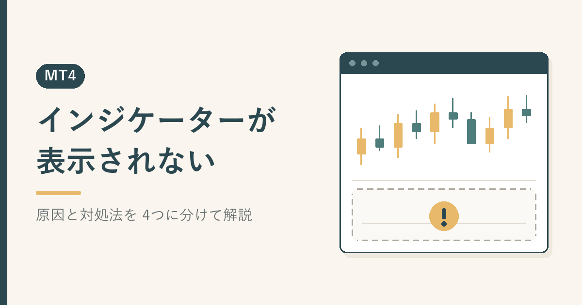 MT4のチャートウィンドウを表した図。上のローソク足は表示されているが、下のサブウィンドウが空のままで、インジケーターが表示されていない状態を示している